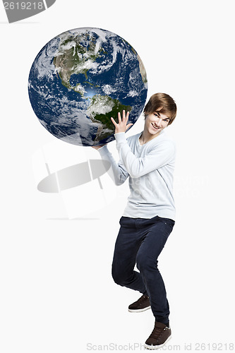 Image of Holding a planet earth
