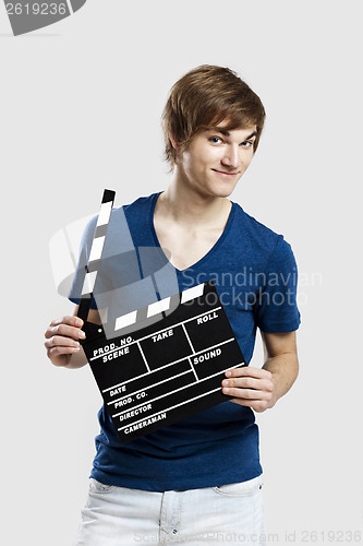 Image of Holding a clapboard