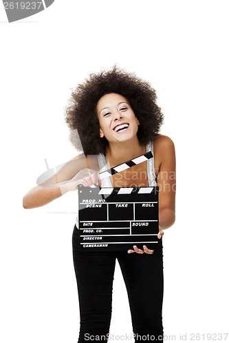 Image of Woman with  clapboard