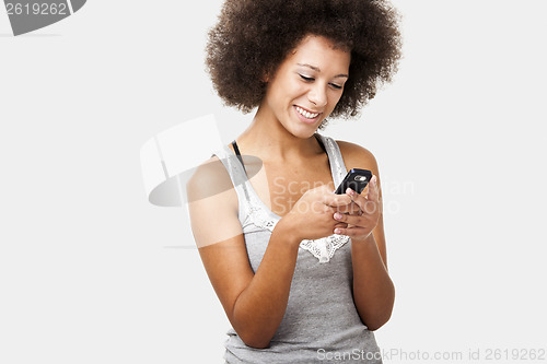 Image of Beautiful woman at cellphone