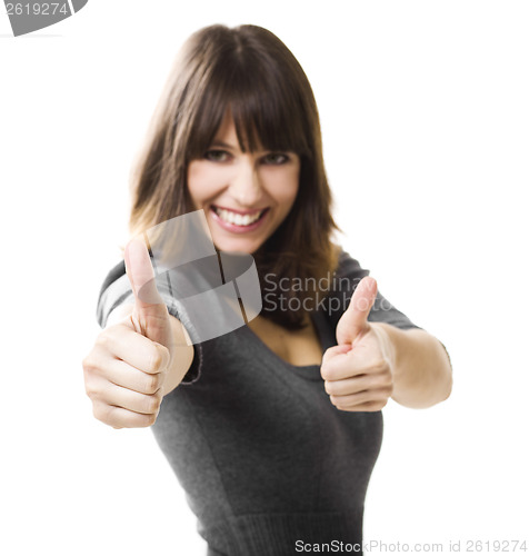 Image of Woman doing thumbs up