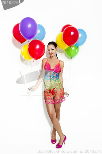 Image of Fashion woman with ballons