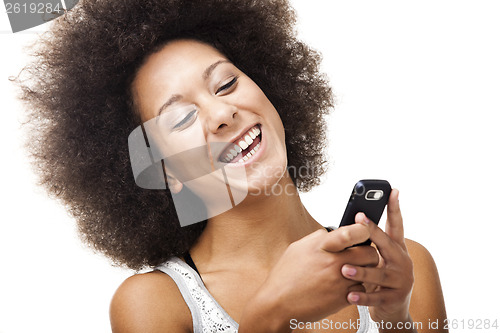 Image of Beautiful woman at cellphone