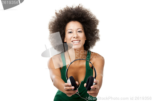 Image of Happy woman with headphones