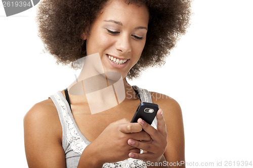 Image of Beautiful woman at cellphone