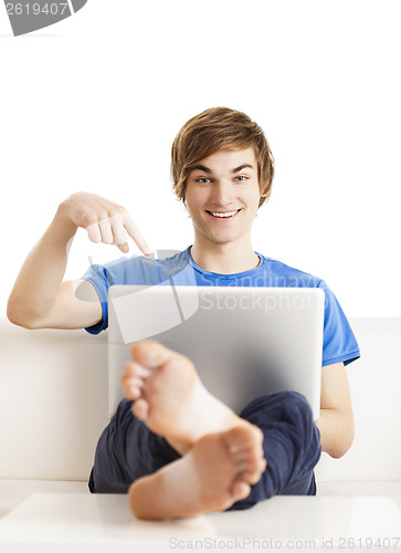 Image of Happy man with a laptop