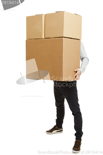 Image of Man holding card boxes