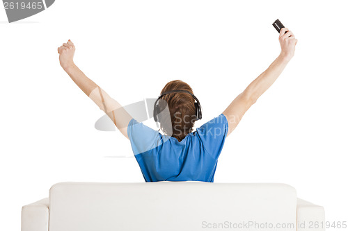 Image of Happy man on the couch