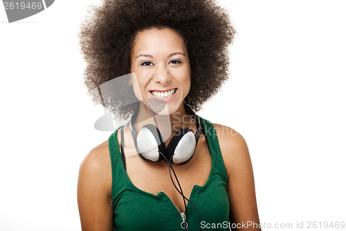Image of Beautiful girl with headphones