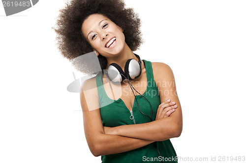 Image of Happy woman with headphones