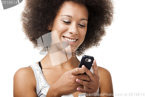 Image of Beautiful woman at cellphone