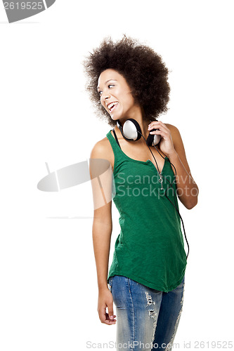 Image of Happy woman with headphones