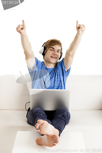 Image of Happy man on the couch