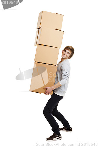 Image of Man holding card boxes