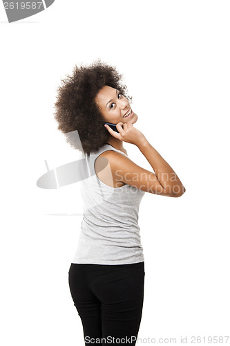 Image of Beautiful woman at cellphone