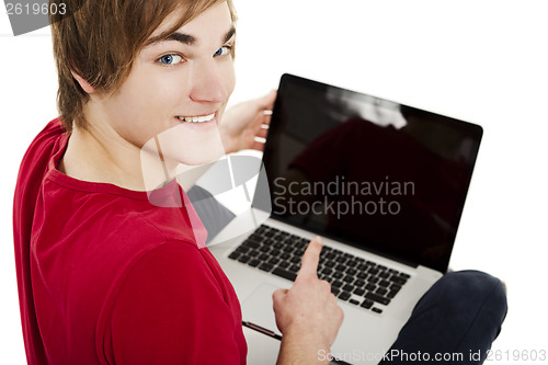 Image of Man working with a laptop