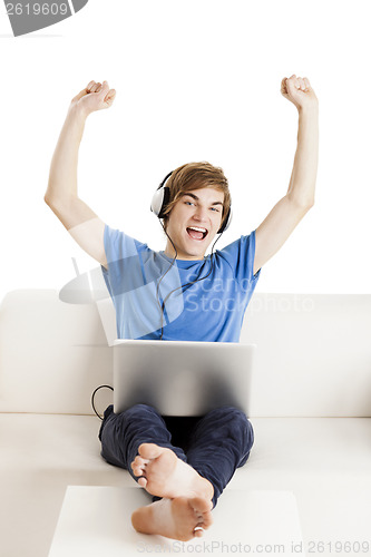Image of Happy man on the couch