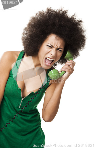 Image of Angry woman at phone