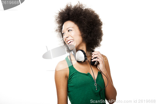 Image of Happy woman with headphones