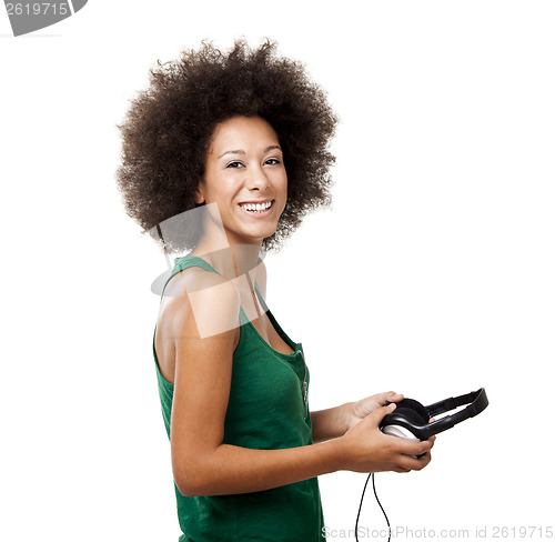 Image of Happy woman with headphones