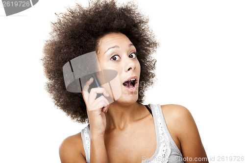 Image of Beautiful woman at cellphone