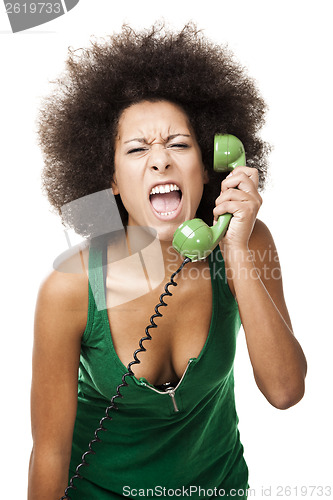 Image of Angry woman at phone