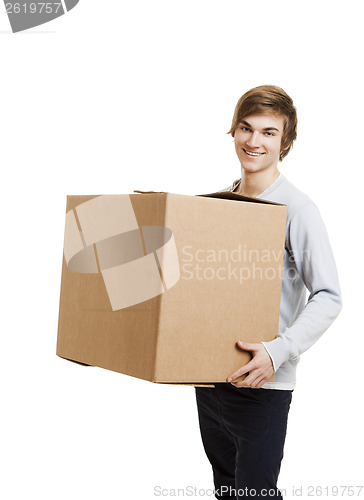Image of Man holding a card boxes