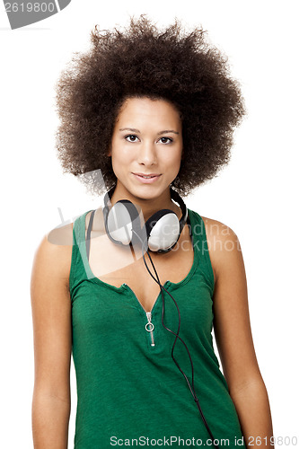 Image of Beautiful woman with headphones