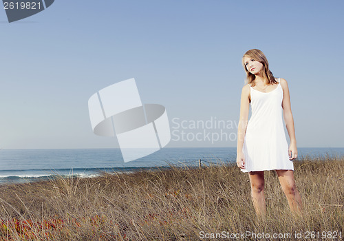 Image of Woman in a white dress