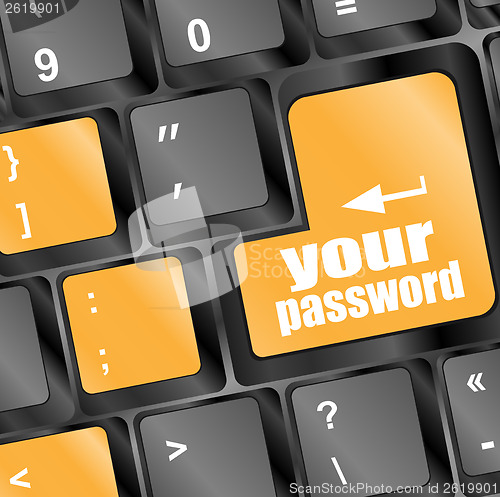 Image of your password button on keyboard keys - security concept