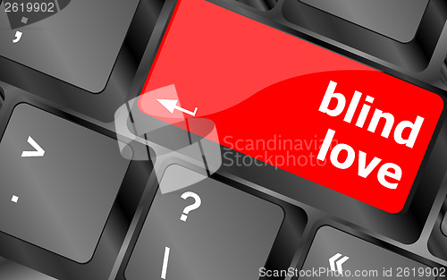 Image of Modern keyboard key with words blind love