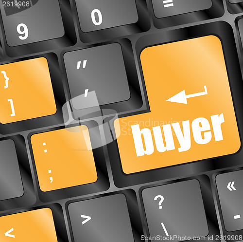 Image of buyer button on keyboard key - business concept