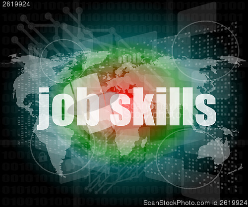 Image of words job skills on digital screen, business concept