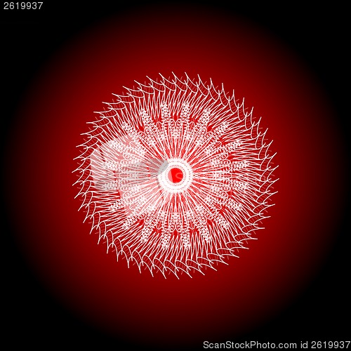 Image of red mandala, bright circular ethnic pattern native indian ornament