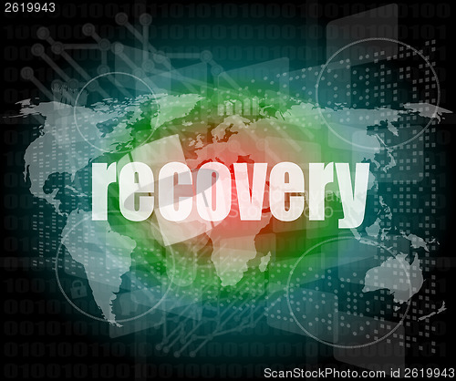 Image of Information concept: word recovery on digital background