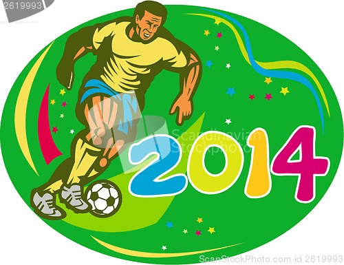 Image of Brasil 2014 Soccer Football Player Run Retro