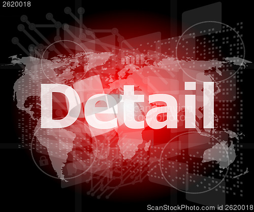 Image of The word detail on digital screen, business concept