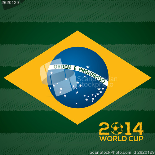 Image of Poster design with Brasil flag and 2014 world cup text