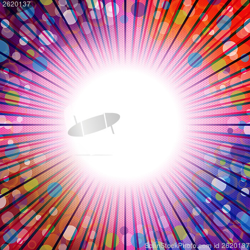 Image of Bursting background design with dots and stripes