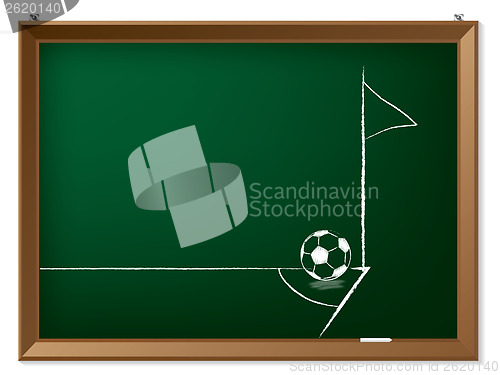 Image of Soccer ball and flag in corner