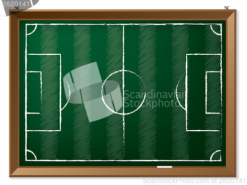 Image of Soccer field drawn on chalkboard 