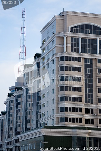 Image of Modern building and communicate mast