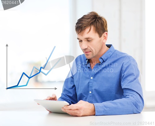 Image of man working with tablet pc at home