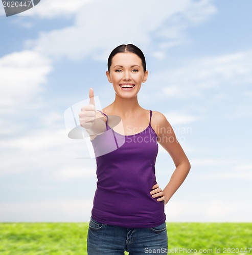 Image of girl in blank purple tank top with crossed arms