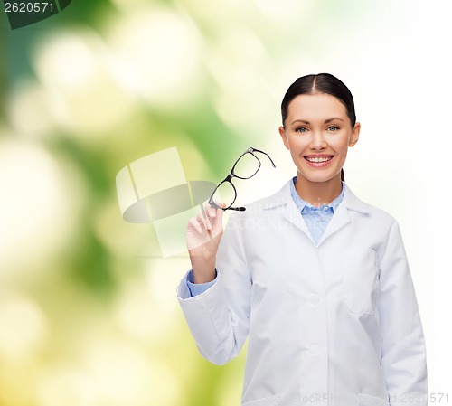 Image of smiling female doctor with eyeglasses