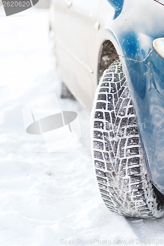 Image of closeup of car winter tire