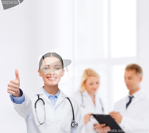 Image of smiling female doctor with stethoscope