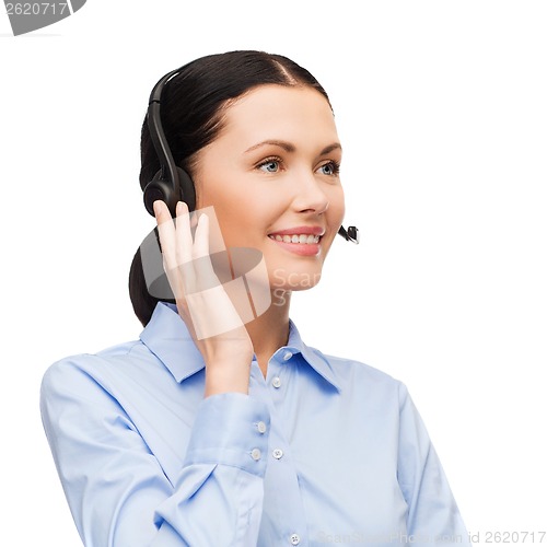 Image of friendly female helpline operator