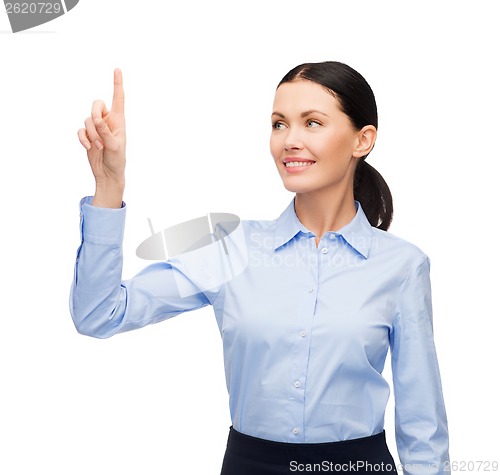 Image of woman working with imaginary virtual screen