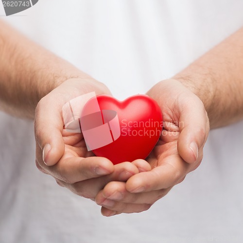 Image of mans cupped hands showing red heart